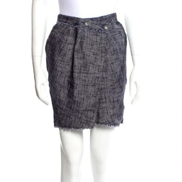 ALEXANDER McQUEEN Tweed Wrap Pleated Skirt with Belt Dark Gray size 38 F/S Used - Picture 1 of 16
